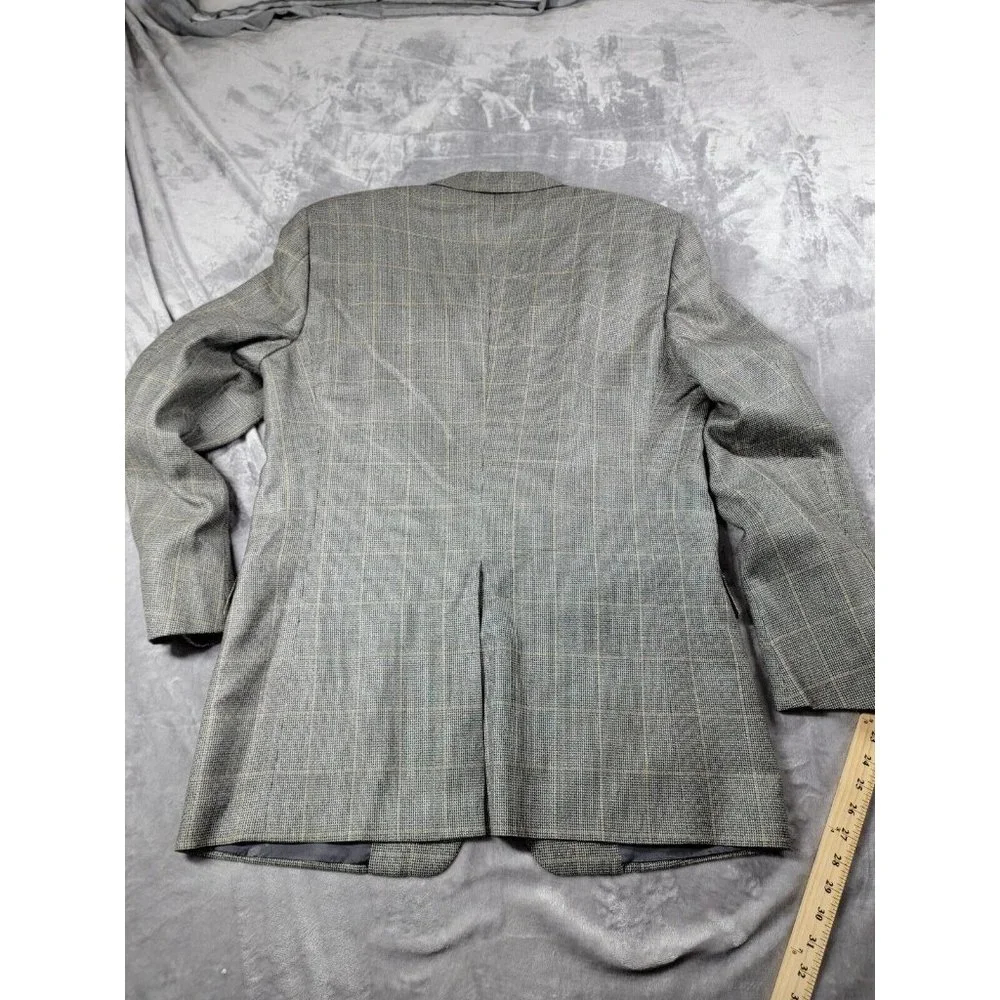HICKEY FREEMAN 42L Canterbury Blazer Sport Coat‎ Windowpane Blazer Silk Wool